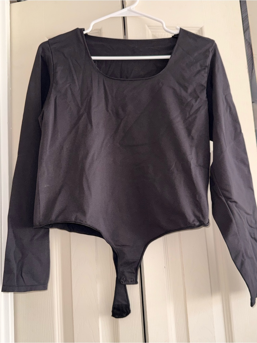 SKIMS Black Long-Sleeve Scoop Neck Bodysuit